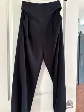 Aritzia Black Wide-Leg Draped Trousers